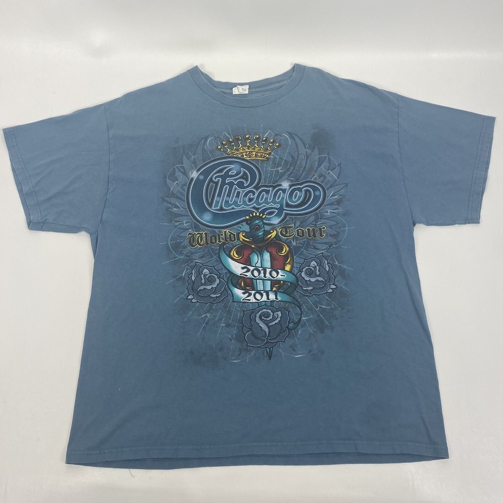 Chicago‎ World Tour 2010 2011 Graphic Band Concert Tour T-Shirt Men's Size XL